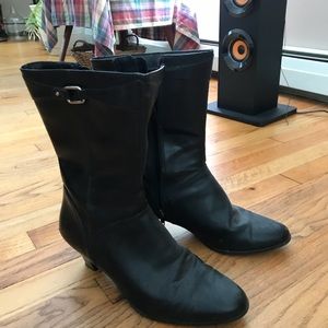 Mid calf black boots